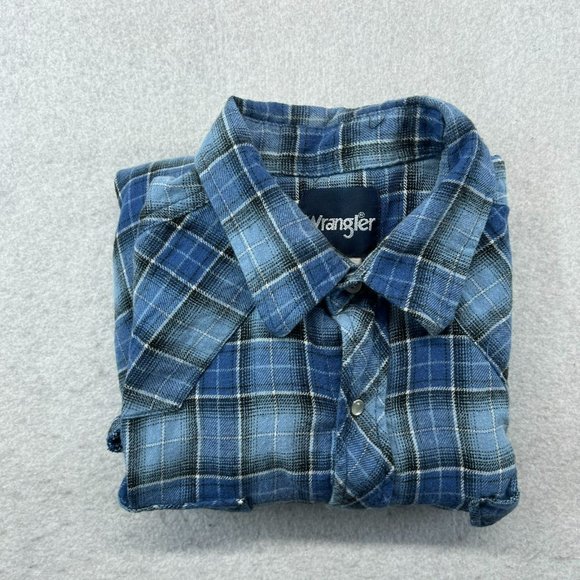 Wrangler Pearl Snap Short Large Men's Flannel Lightweight Western Wear - Picture 10 of 10